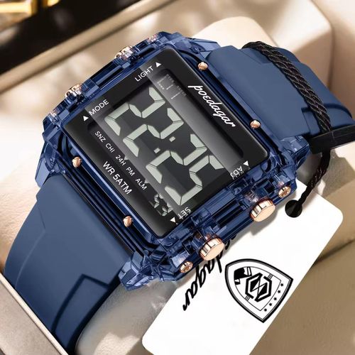 Original Quality & Extra Premium Unisex Digital Blue Rubber Strap Sports Wristwatch