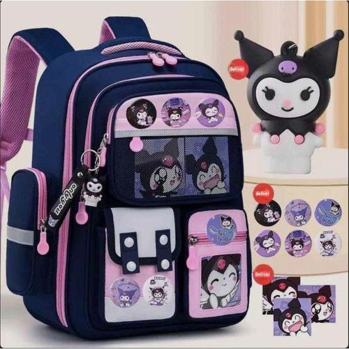 Double-Deck Big Capacity Unisex School Bag Waterproof Bagpack Student with Cartoon Stickers - High Durable Colorful Children And Student Backpack Perfect High School Kid's School Bag