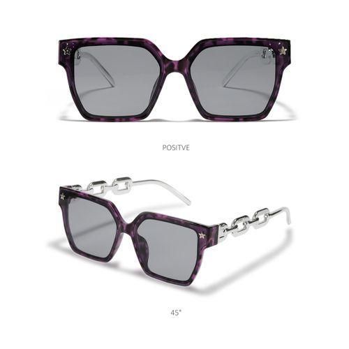 Square Chain Silver Handle Sunglasses