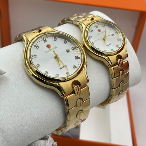 Original Quality & Very Stylish Non Fading Couples Gold Wristwatch
