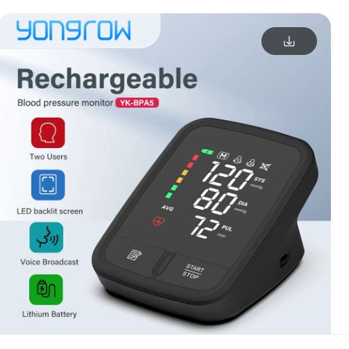 Arm Blood Pressure Monitor Rechargeable Digital Tonometer