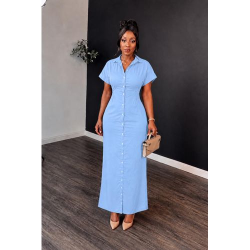 Elegant Blue button down maxi dress