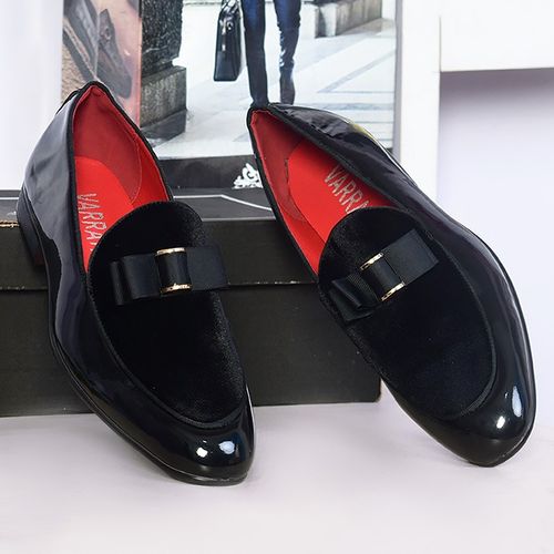 SUEDE PATTERNED GLOSSY MEN DESIGNERS SHOES BLACK