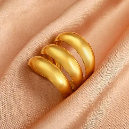 Gold Jewelry Clearance - Massive Price Drop Exaggerated Thick GeometricLine Titanium Steel Ring Trendy Stainless Stee Jewelry Ins Style
