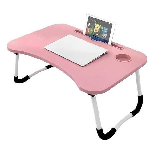 Portable Folding Laptop Bed Desk with Cup Holder and Tablet Slot