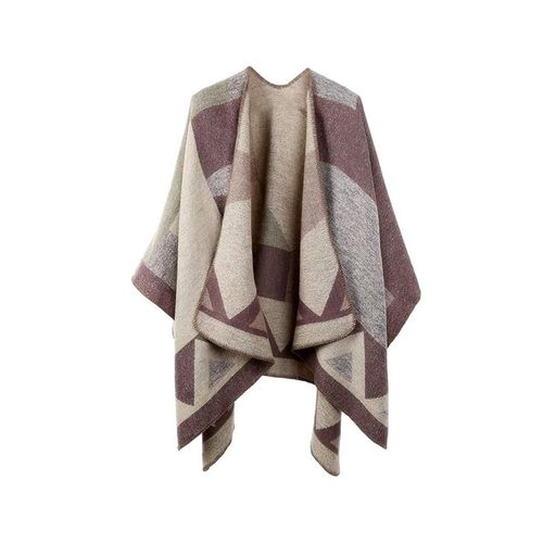 Womens Reversible Oversized Poncho Cape Warm Shawl Wrap Open Front Printed Blanket Cardigans