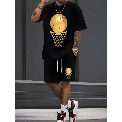 Mens Matching T-Shirt and Shorts Set 2 Piece Summer Short Sleeve Sweatsuits Co Ord Crewneck Shirts Jogging Shorts with Drawstring Athletic Top Bottoms Workout Sets Lapel Activewear Tracksuit