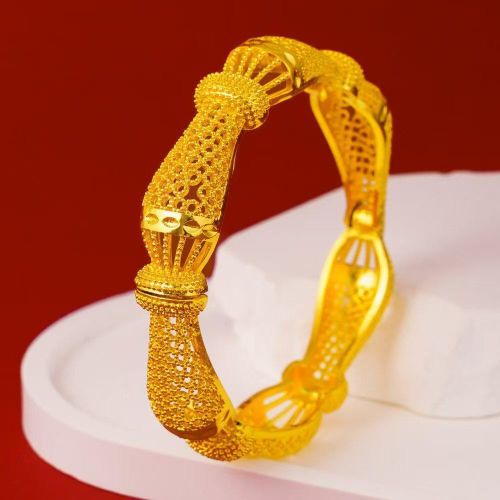 Alloy Gold-Plated Bracelets Dubai Bride Indian Light Luxury Style Womens Wedding Sand Gold Bracelet Jewelry