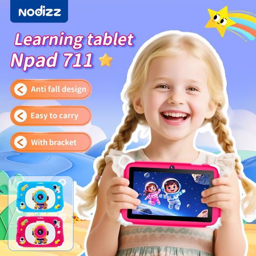 Local Stock-7 inch Npad711 Kids Educational Tablet, System Displayed RAM 4GB +ROM 128GB, Preloaded Learning Apps, Parental Control Shockproof & Long Battery Fast Shipping Coming with 3 gifts (or 1 power bank), Red