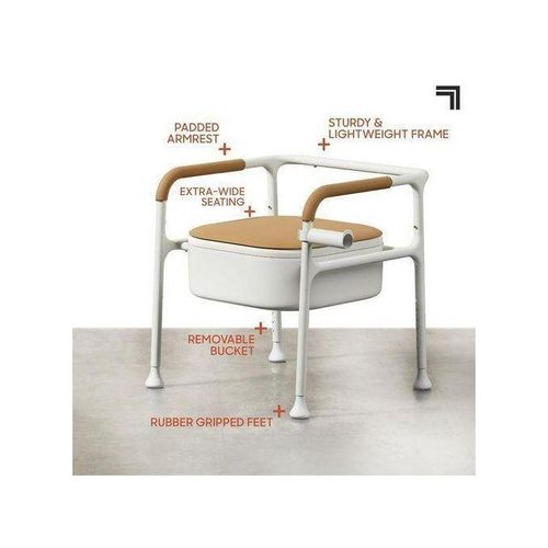 DELUXE Height Adjustable Superior Commode, Bedside Toilet Chair, Portable Bathroom Aid, Toilet Safety (USA)