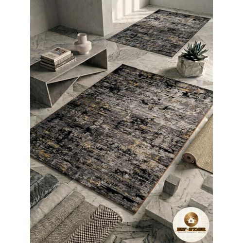 Modern Abstract Flow 4by6 FEET Charcoal & Gold Edition turkey center rug