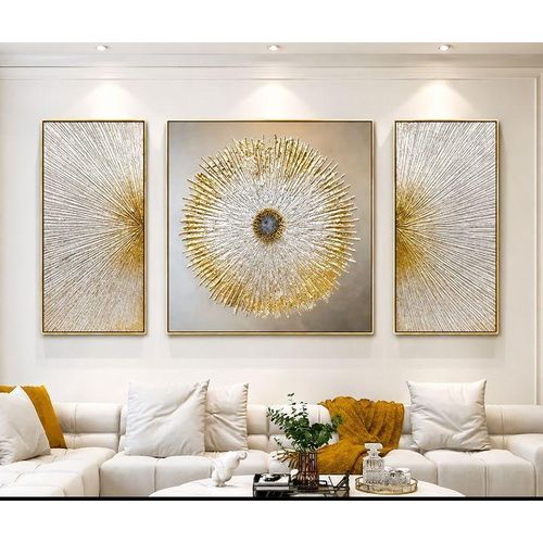 3 in 1 Piece Gold Wall Art Painting
