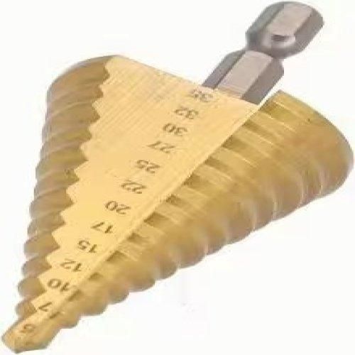 5-35mm HSS Step Drill Bit Titanium Coated Hex Shank Strait Cone Drill Bit