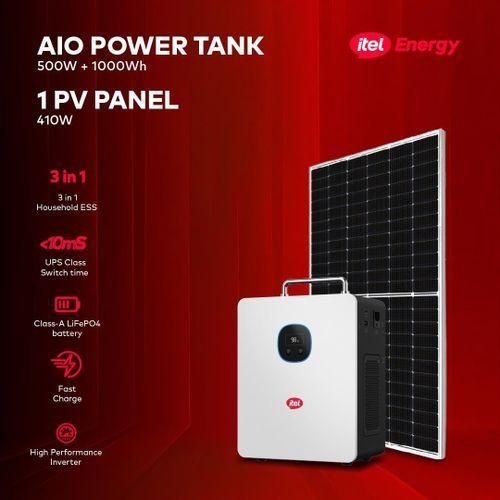 500W Solar Power Kit – All-in-One Inverter Power Tank + 1kWh Battery + 410W Solar Panel (Complete Backup Solution)