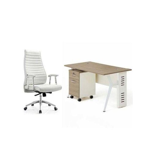 A Set Of Office Table With Office Executive LEATHER Chair