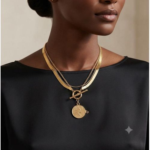 Ladies Layered Gold Necklace