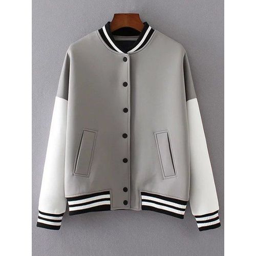 Envogue Well Tailored Varsity Jacket - Grey & White