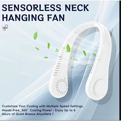 Portable Neck Fan - Power ventilator Blaldeless Neckband Fan, Air Cooler, Rechargeable, 360 Flexible Cooling, Quiet Operation & Strong Wind.