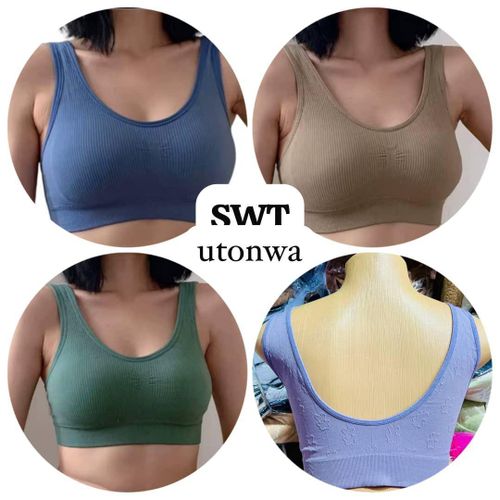 Non-padded bra top 4 pieces red, blue, brown