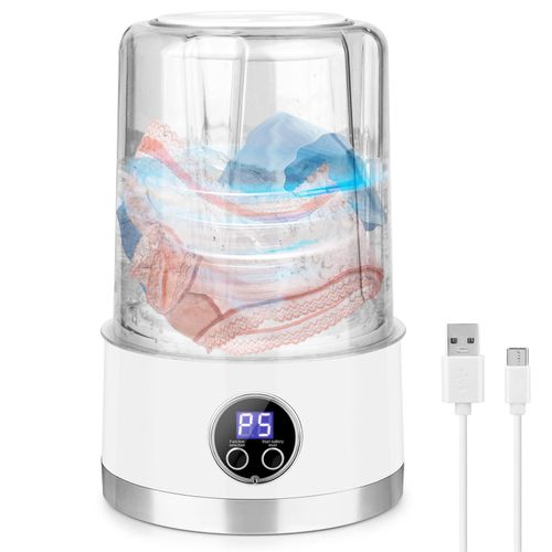 Underwear Washing Machine, Rechargeable Mini Portable Washing Machine with 3000mah, Compact Deep Cleans Underwear, Baby Clothes, Lightweight for Apartment, Dorm, Hotel, RV, Travel and Camping