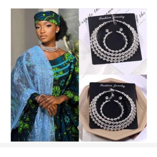 1 PCS ELEGANT ZIRCONIA ICED OUT CHOKER NECKLACE SET FOR WOMEN shiny jewelry set for women