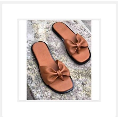 Ladies Casual Slippers - Bow Shape Brown