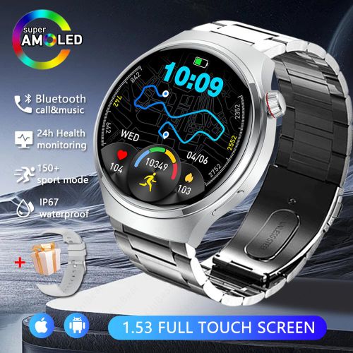 2026 New Pro Smart Watch Men's GPS Tracker AMOLED 360*360 HD Screen Heart Rate 100+Sports Mode Bluetooth Call SmartWatch Women