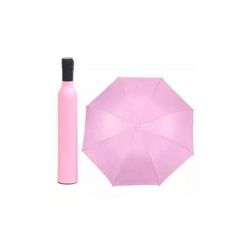 portable Foldable Compact Umbrella With Cute bottle Case umbrella pink