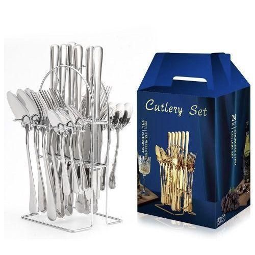 Silver Plated Stainless Steel Cutlery Set With Rack