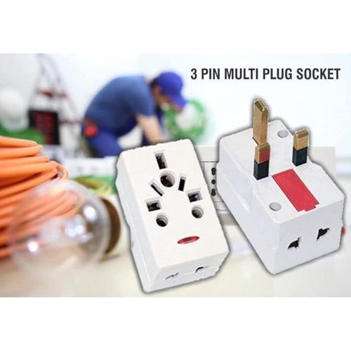 3 Pin Master Adapter, Multi Plug, Extension Plug, For Electric Fittings ( White )
