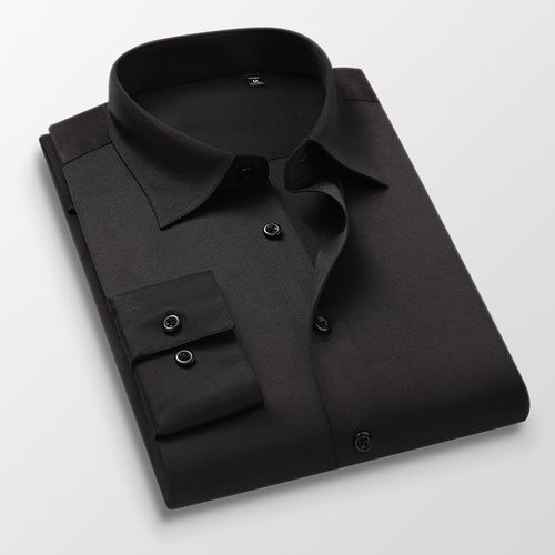 Men's Corporate Quality Formal Office Plain Black Long Sleeve Shirt