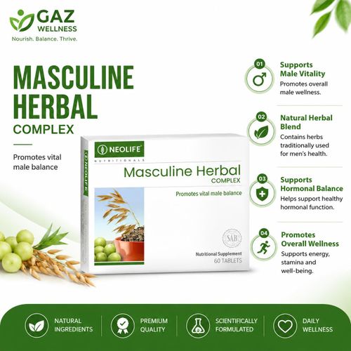 NEOLIFE GNLD Masculine Herbal Complex - 60 Tablets (Single) Male Libido Boost and Prostate Health Male Libido Supplements, Sexual Booster for men