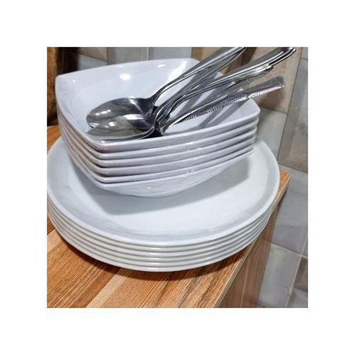 12 Pieces Unbreakable Flat And Soup Plates With Free Spoon (small)