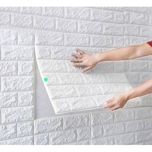 White PE Foam 3D Self Adhesive Wallpaper Sticker - 70× 77cm