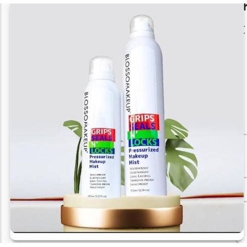 Grips seals N' Locks pressurized makeup mist.