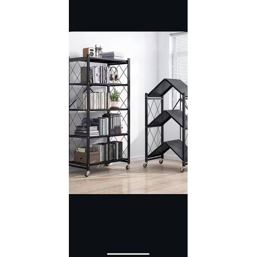 Multifunctional Foldable Storage Rack Shelf With Wheels