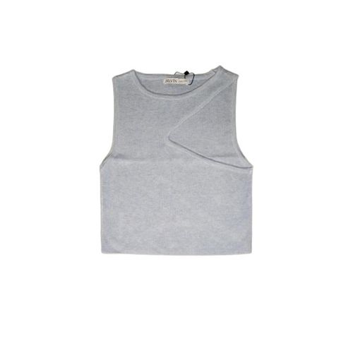 Low-cut Collar Knitwear Crop