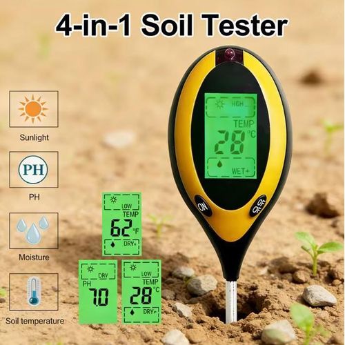 4 in 1 Soil T-ester pH Moisture Temperature Sunlight Meter With Digital Display Backlight For Garden Plant Hydroponics Tool