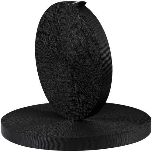 1.5 Inch Nylon Webbing Rope Roll - Black x2