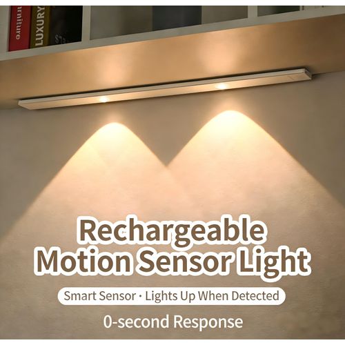 20cm LED Motion Activated Light Bar, Rechargeable, 3 Modes, Adjustable Brightness, Cabinet, Closet, Hallway