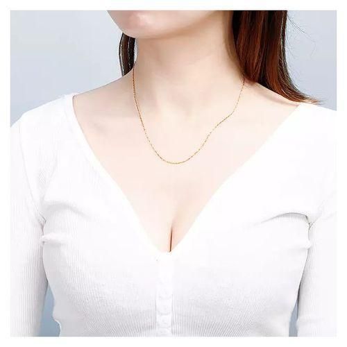 Stainless Steel Thin Link Chain Necklace -Gold