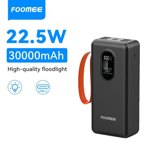 AF32 30000mAh 22.5w Fast Charging Power Bank with Flashlight, Type-C, Built-in Strap