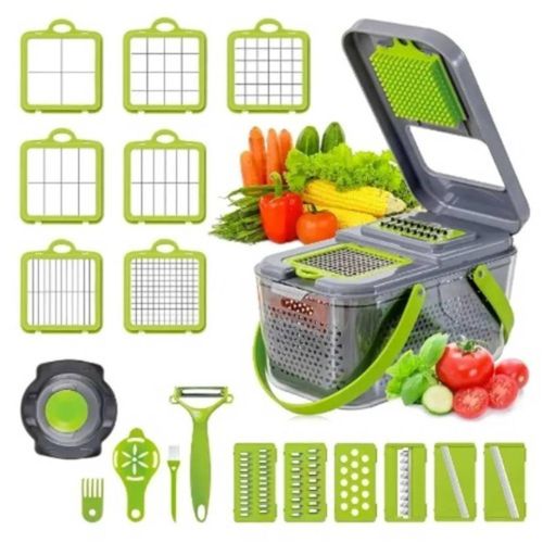 22-in-1 Multifunctional Vegetable Slicer, Chopper & Dicer with Drain Basket – Food Cutter, Grater, Egg Separator & Peeler Set for Kitchen
