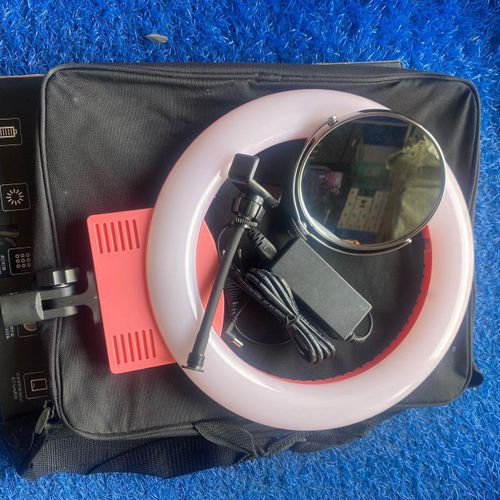 PINK 12inches Ring light with Mirror, Bag, Battery space and light stand