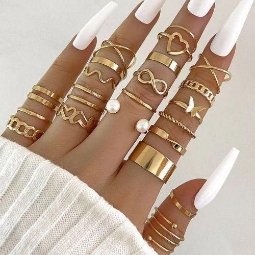 22 Knuckle Ring Set For Ladies/Women - Gold