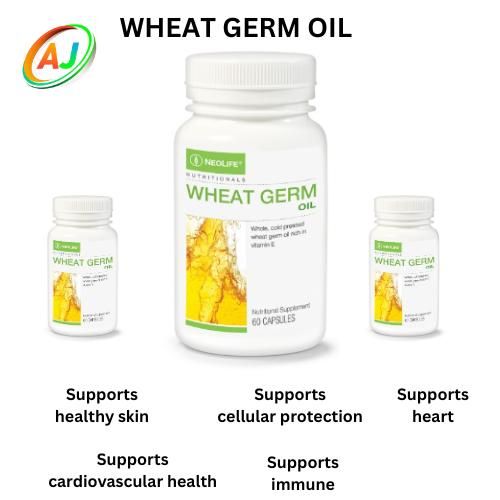 Neolife Wheat Germ Oil – 60 Capsules Natural Vitamin E Antioxidant Supplement for Skin Health, Heart Health & Immune Support