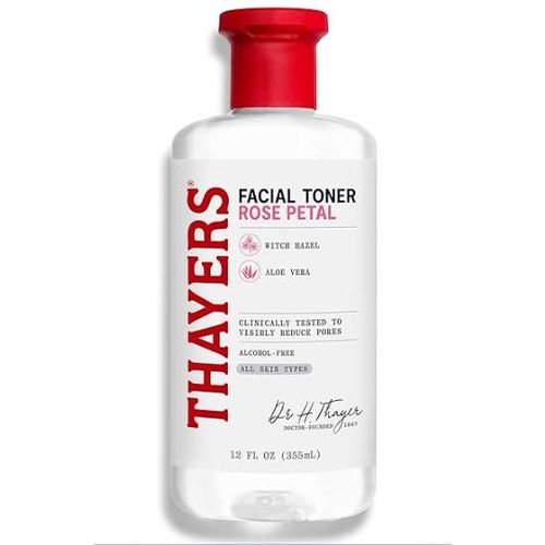 Alcohol-Free Rose Petal Witch Hazel Facial Toner for Glowing Skin, 12 Oz