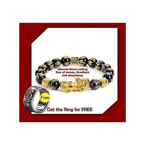 Feng Shui Black Obsidian Wealth Bracelet And Ring