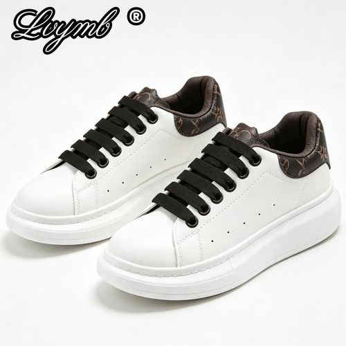 Mens White Sneakers - Classic Luxury Leather Casual Shoes - Executive Fashion Low-cut- White