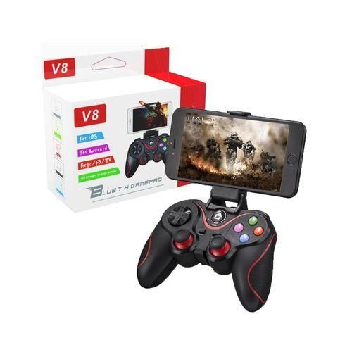 V8 Wireless Game Controller Joystick Gamepad With Phone Holder - for Android, IOS, Smart TV, PS3 and PC